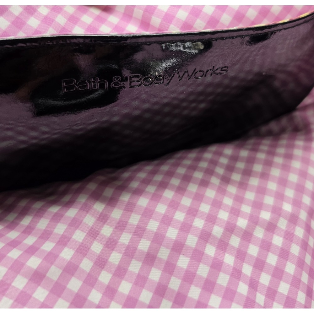 Bath & Body Works Straw Tote Bag Pink Gingham Black Bow Shoulder Strap Large - Picture 7 of 16